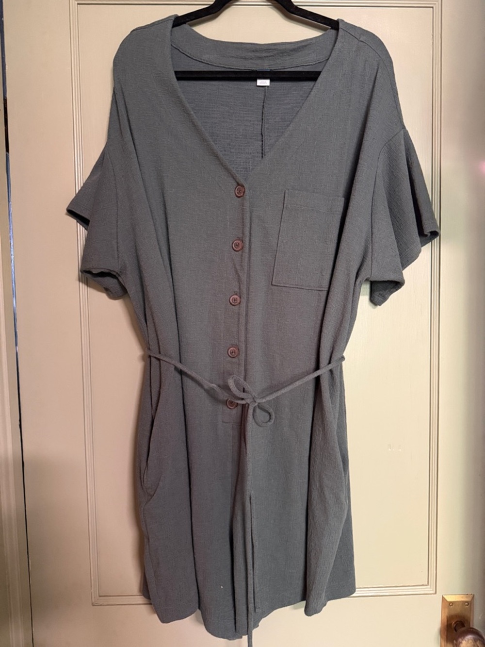 Old Navy Olive Green Short-Sleeve Button Front Romper